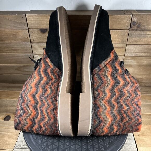 Clarks Mens Size 13 Desert Chukka Boots Black/Orange Wool & Suede Casual NWOB - Picture 9 of 11
